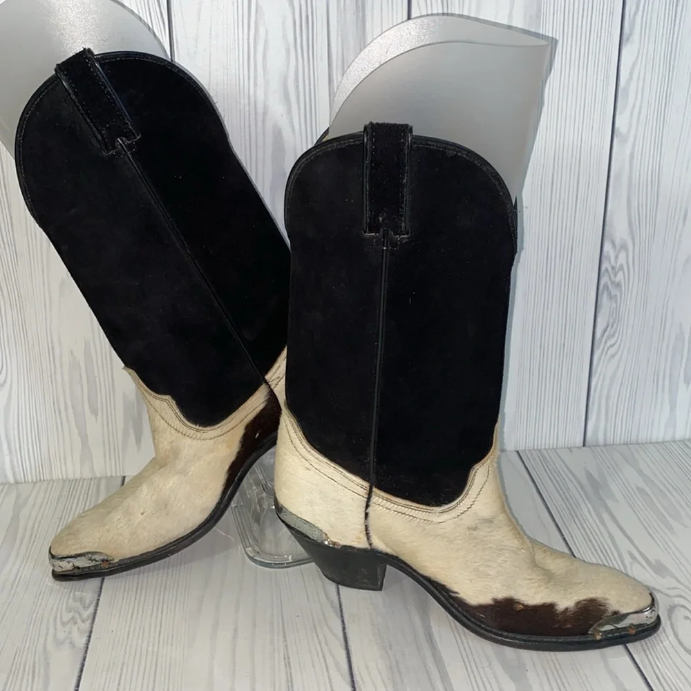 Vintage Code West Cowhide print Boots - Picture 2 of 7